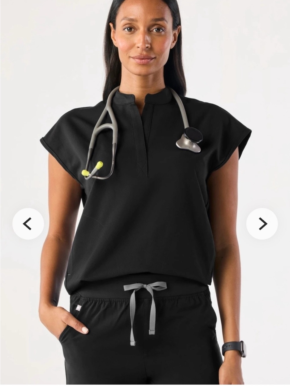Figs Black Rafaela Scrub Top size M